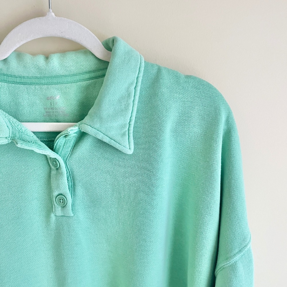 Aerie Sweatshirt Women's Small Mint Green Boxy Relaxed Lounge Coastal Preppy - Picture 6 of 12